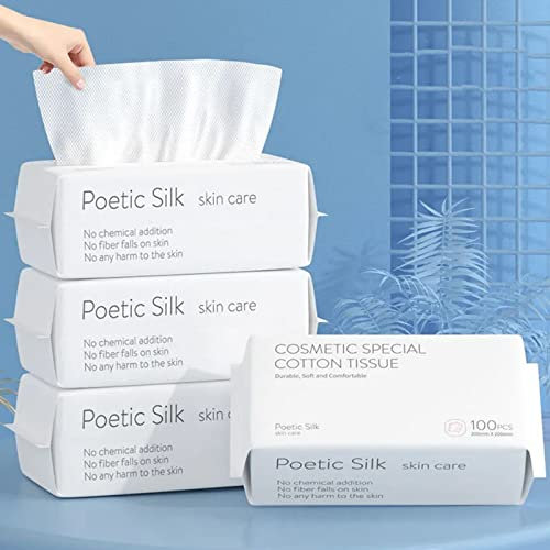 Asciugamano usa e getta, extra spesso e morbido, asciutto per le donne, tessuto di cotone viso asciutto e umido, per la rimozione del trucco, ispessimento per pelli sensibili(confezione da 4)