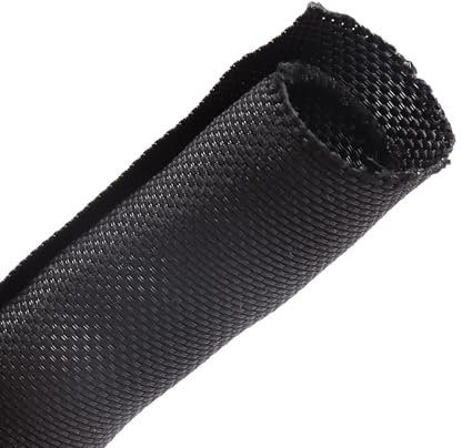 Sonoreboom Gaine de protection en maille tressée pour câbles automobiles/électriques/multicâbles (1,27 cm - 7,5 m) - Noir