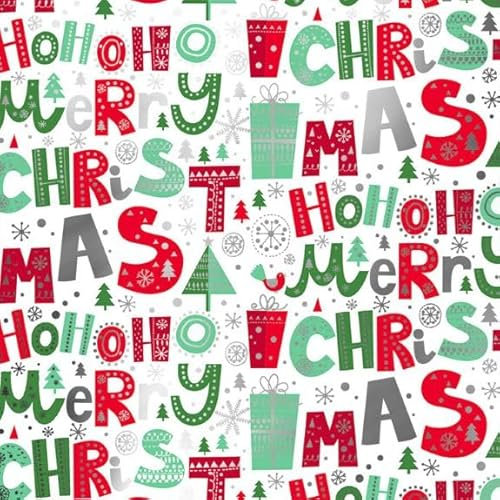 Geschenkpapier Weihnachtspapier Grün Rot HoHoHo - Breite 100cm - 100m lang - K891497-60cm-100mtr