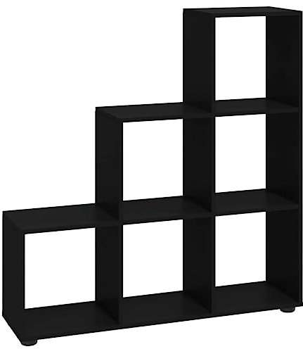 vidaXL Bibliothèque Escalier Étagère à Livres Organisateur Meuble de Rangement Salle de Séjour Intérieur Noir 107 cm Bois d'Ingénierie