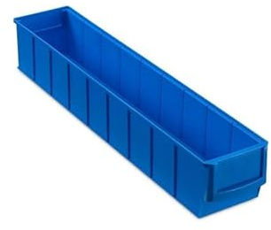 Blaue Industriebox 500 S | HxBxT 8,1x9,1x50cm | 2,8 Liter| Sichtlagerkasten, Sortimentskasten, Sortimentsbox, Kleinteilebox