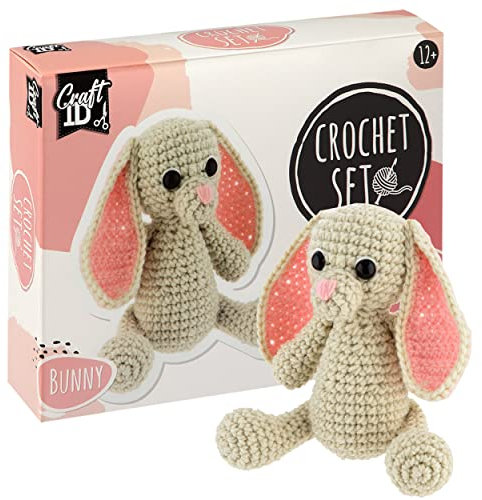 Craft ID Häkelsets für Anfänger | Amigurumi-Set | Hase | Starter-Häkelpaket | Häkelnadelset Kinder und Erwachsene | Häkelpakete Kuscheltiere | Häkelset-Tiere