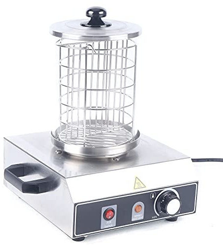 Hot Dog-Maschinen, 350W Elektrische Zylinder Heizung Wurstkocher Bockwurstwärmer Edelstahl Einstellbarer Temperatur Würstchenwärmer für Hot Dog, Brötchen, Toast