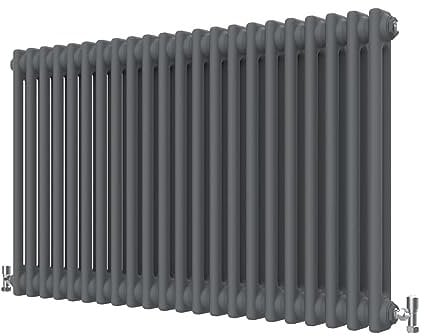 Radbliss Radiatore tradizionale orizzontale a 2 colonne, 600 x 1010 mm, colore: grigio antracite opaco, in ghisa, design RAD, riscaldamento centralizzato