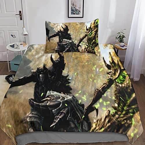 BARDYS 4550-the-elder-scrolls-v-skyrim-special-edition-4 Tröster Startseite Satz, Bettwäsche Satz,Spannbetttücher Bettbezug, Süße Dekoration Bettwäsche Set Single(135x200cm)