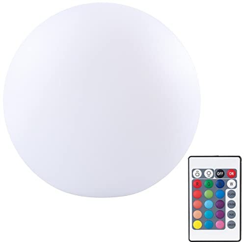 Lunartec Kugelleuchte: Kabellose Akku-Leuchtkugel für innen und außen, Ø20 cm, IP54, RGBW-LED (Leuchtkugeln Akku, LED-Stimmungsleuchte, Tischlampen)