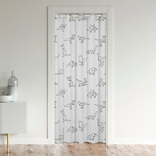 Loussiesd Origami Dinosaur Doorway Curtain Privacy Insulated Thermal Curtains for Bedroom Non Slips Ultra Thick Soft Cartoon Dino Door Curtain for Kitchen Decor Door Curtain 86x203cm 1 Panel