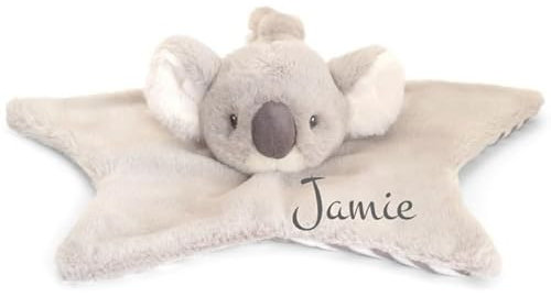 Wuff-Dogsworld Baby Kuscheltuch VIELE Modelle mit Namen Bestickt Geschenk Taufe Geburt Schmusetuch Schnuffeltuch Trösterchen Junge Mädchen (Stern Koala)