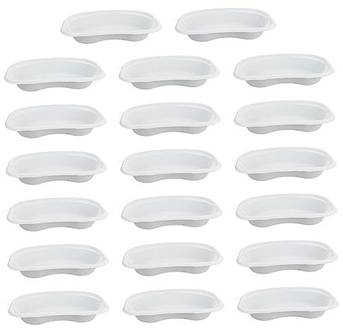 Healeved 20 Stück Einweg-Nierenteller Nierenförmige Emesis-Schüssel Großes Emesis-Becken Dentallabor-Instrumente Tabletts Tablet-Ständer Kunststoffpaletten Kunststoff-Einwegplatten