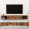 Pmnianhua Floating TV Unit, Wall Mounted TV Cabinet, Floating Shelves with 4 Cabinets, Wooden Entertainment Media Console Center Large Storage TV Bench for Living Room & Office (170cm, Rustic Brown)