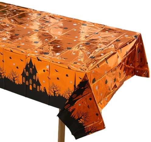 INGJIA Halloween Deko Tischdecke, 137 * 274CM Halloween Kürbis Tischdecke Halloween Party Tischdecke wasserdichte Halloween Tischdecke Halloween Gruselige Tischdecke für Halloween Tischdeko