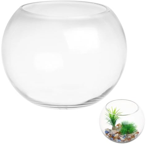 Ipetboom Aquarium en Verre Bac à Nénuphars Bol Rond en Verre Bol De Poisson à La Maison Bocal à Poisson Transparent Aquariums Ronds en Bureau Poisson Rouge Un Plat De Fruits