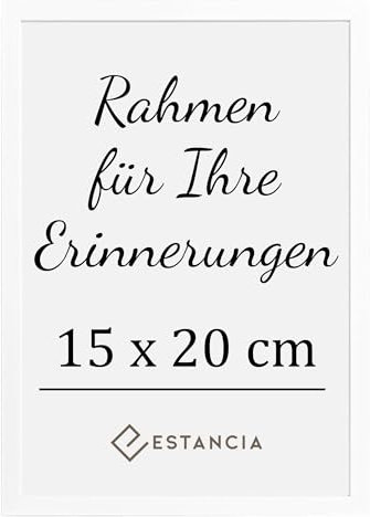 Estancia Weiß Bilderrahmen Holz Bilderrahmen 15x20 cm mit Bruchsicherem Acrylglas | Holzrahmen Bilderrahmen 20x15 | Rahmen 15x20 cm | 15 x 20 cm Holzrahmen in Weißer Farbe