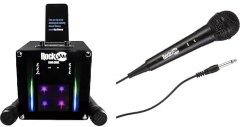 RockJam RJSC01-BK Singcube 5-Watt Rechargeable Bluetooth Karaoke Machine with Two Microphones & Karaoke Microfono cablato unidirezionale microfono dinamico unidirezionale con cavo