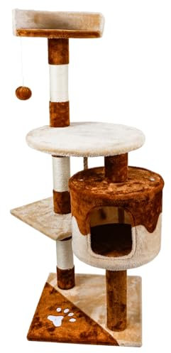 Nobleza - Árbol Rascador para Gatos, Rascador para Gatos Medidas: 60 * 56.5 * 111.5 cm, Color:Beige/Marrón