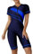 ECUPPER Womens Rash Guard Swimsuit Wetsuit Swimwear One Piece Zip Short Sleeve Top with Boyleg Dark Blue M