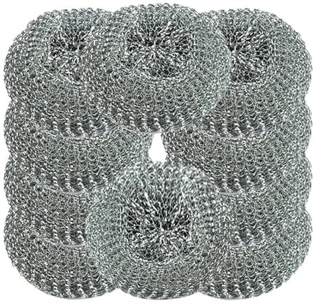 Stainless Steel Scrubber Scourers Premium Metal Pads for Kitchen Cleaner Heavy Duty Tough Cleaning (Pack of 10)