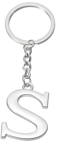 PATIKIL Porte-Clés avec Initiale, Pendentif de Lettre S, Porte-Clés DIY pour Sac à Dos, Décoration pour Hommes et Femmes, Cadeaux de Fête, Argenté