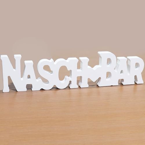 WANYIG Candy Bar Zubehör Holz Naschbar Schriftzug Tischdeko Streudeko Candybar Schild Party Deko für Konfirmation Kommunion Taufe Hochzeit Geburtstag Babyshowerparty Schulkind