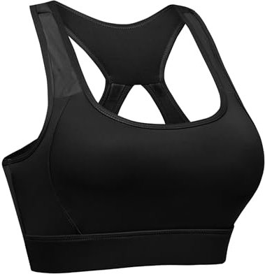 Litherday Sport BH Damen Starker Halt Push Up Sports Bustier ohne Bügel Gepolstert Sport Bra für Yoga Fitness Schwarz M