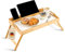 Blumtal mesa para cama de bambú con borde para tablets/teléfonos móviles - mesa cama plegable 50 x 30 x 6cm - ideal como bandeja desayuno cama - bandeja para cama con patas - mesa plegable cama blanca