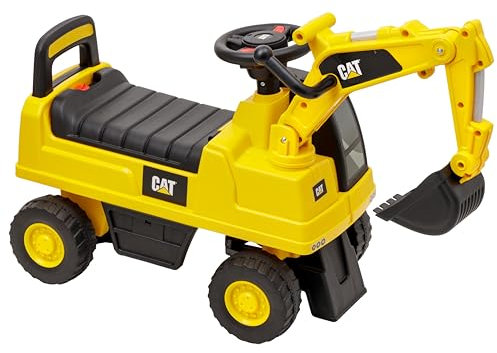 Baroni Toys Escavatore Cavalcabile per Bambini 1-3 Anni, con Licenza CATERPILLAR, Ruspa con Clacson Sonoro, Braccio da Scavo Girevole e Vano Portaoggetti, Dispositivo Antiribaltamento,30x78x54 cm