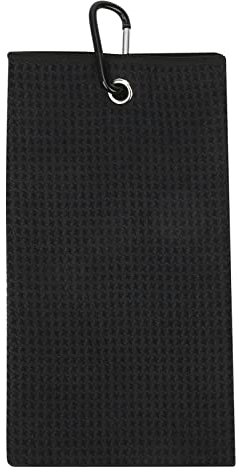 QANYEGN Premium Towel, Absorbent Microfiber Waffle Pattern Towel, Cleaning Ball Club Putter Iron for Bag Trolly Belt Ring (Black)