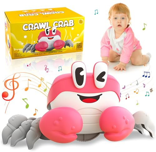 Krabbe Krabbelspielzeug für Baby - Tummy Time Toys, Kinderspielzeug ab 6 Monate, Automatisch Vermeidung von Hindernissen, Musikalisches Spielzeug