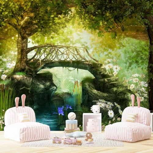 Papier peint panoramique Enfants - Forêt enchantée - Largeur 390 cm x Hauteur 306 cm