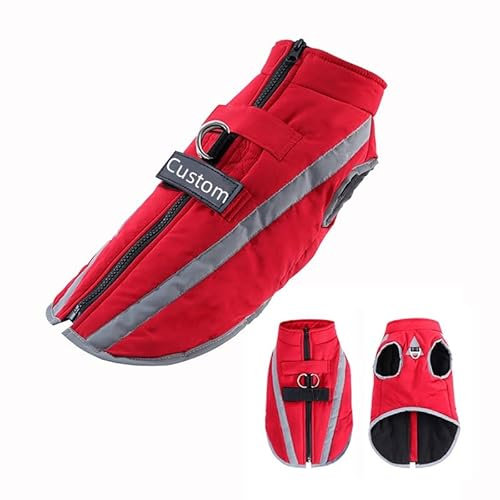 Warme Hundejacke, Wintermantel, individuelle warme Hundejacke, Wintermantel, reflektierend, wasserdicht, winddicht, warme Haustierkleidung mit Namen und Telefonnummer, Fleece-Hundejacke