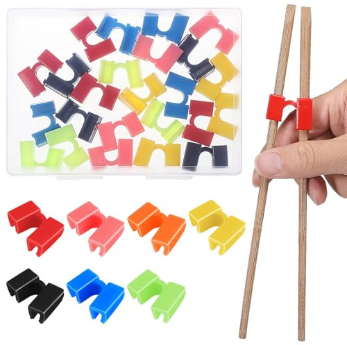 Gjinxi 24 Stück Essstäbchen Helfer, Training Essstäbchen Verwenden Trainer Wiederverwendbare Helfer Stäbchen Hilfe Essstäbchen für Erwachsene Anfänger