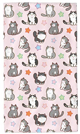 Saunatuch Cartoon-Katze Und Stern Händehandtuch Premium Duschtücher Saugfähige Gästetücher Für Strand Yoga Hotel 40X70Cm