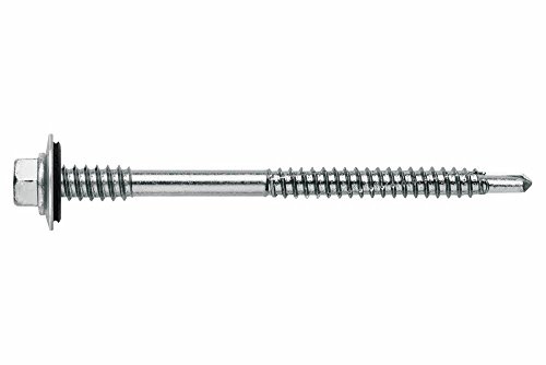 INDEX A PERFECT FIXING - PS1655150 [PS 3 + ARVUL] Tornillo para páneles sándwich y arandela de EPDM, Hexagonal, Punta broca #3, Tornillo: 5,5/6,3 x 150 mm (huella 8), Arandela: 16 mm, 200 unidades