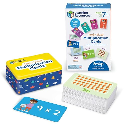 Learning Resources Jumbo Multiplikationskarten, Lernspielzeug ab 7 Jahren, Multiplikation üben mit 169 farbigen Karten
