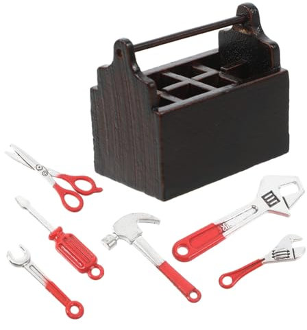 VICASKY 1 Set Miniatur Kinder Toolbox Holz & Aluminium Legierung Dekorative Mini Zubehör