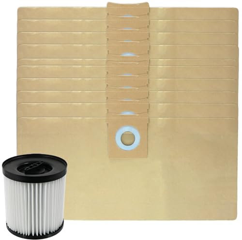 SPARES2GO Filtre à cartouche + 10 sacs à poussière pour aspirateur Titan TTB774VAC TTB775VAC TTB776VAC TTB777VAC 16L 20L 30L 40L
