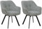 CLP Esszimmerstuhl 2er Set ergonomisch Jordi Cord, drehbar mit Armlehnen, Polstersessel, 4-Fuß-Metallgestell, bis 150 kg, mit Bodenschonern, Farbe:grau