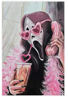 NFFBGFD Leinwand-Poster, Motiv: Pink Glam Ghostface, Wandkunstdruck, Bild, Gemälde, 20 x 30 cm