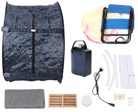 AZMUDE Portable Personal Steam Sauna Kit Relaxation Spa with 800W Steam Generator 90 Minute Timer Folding Sauna Box Chair Included for Home Use Cotton Fabric Watertight Cloth Stainless
