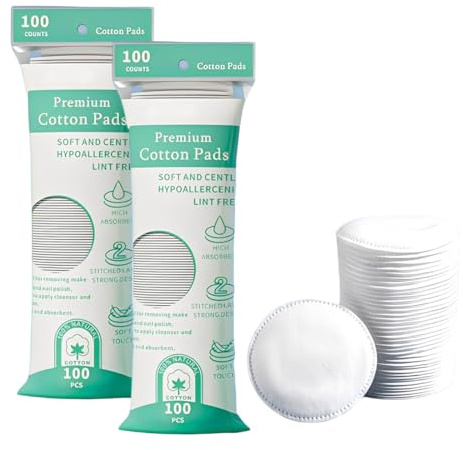 UZEXYA 200 Stück Wattepads Rund, Wattepads Gesicht, Demakeup Wattepads, Doppelseitig Erhältlich, Für Make Up, Salon, Lotion.