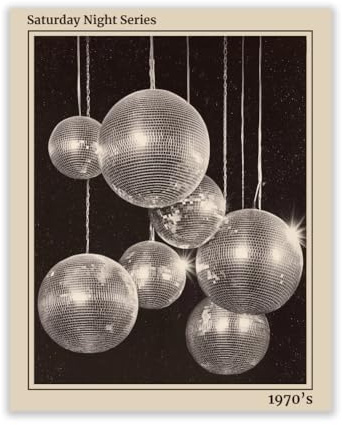 CRAFTYMELODY Discokugel Wandkunstdrucke Schwarz Weiß Poster Wanddeko Street Art Kunstwerke Für Bibliothek Galerie Heimdekoration 11x13.8 Zoll