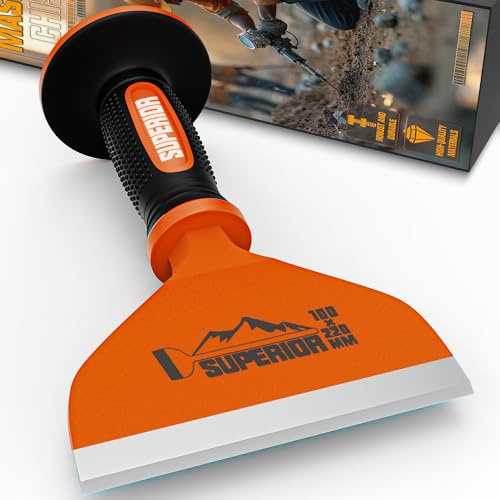 KIRXST Scalpello da Muratore Piastrelle con Paramani, Scalpello 100 x 220mm per Rompere e Demolire Cemento, Mattoni, Rocce e Pietre