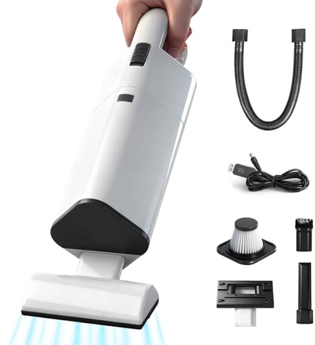 Hocamel Aspirapolvere manuale a batteria, 20000Pa, senza fili, con 4000 mAh, mini aspirapolvere portatile ricaricabile per cucina, peli di animali, ufficio, casa