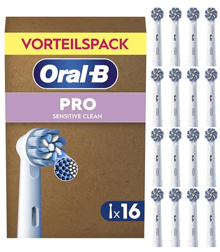 Oral-B Aufsteckbürsten PRO Sensitive Clean, Weiß, 16 Stück | Original Zahnbürstenaufsatz für Elektrische Zahnbürste, Sanfte Und Effektive Zahnreinigung