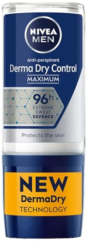 6er Pack - NIVEA MEN Maximum Roll-On Antitranspirant 96H - Derma Dry Control - 50 ml