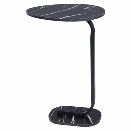 HowHomely Sofatisch Couchtisch Beistelltisch Marmoroptik schwarz klein Metallgestell moderner Wohnzimmertisch Nachttisch Loft Design kompakt