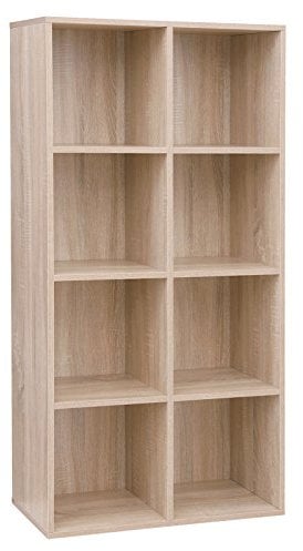 VASAGLE 8-Cube Bookcase, Bookshelf, Cube Storage Unit, Wooden Bookcase and Display Shelf, Freestanding Cabinet Unit for Office, Living Room, Bedroom, Oak Colour LBC24NL