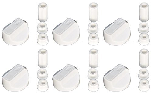 Yourspares 6 x Fits Hotpoint, Howdens, Hygena, Indesit, Lamona and LG Universal Cooker/Oven/Grill Control Knob and Adaptors White