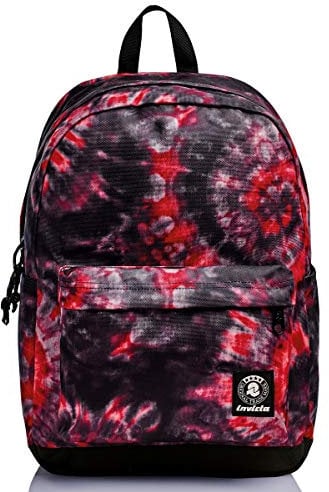 Invicta Zaino Scuola Carlson, Rosso, Tie & Dye, Zaino Mono Scomparto Con Tasca Porta PC, Scuola & Tempo libero, Unisex
