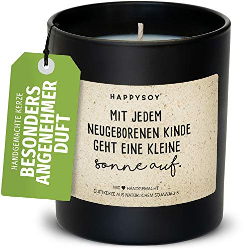 Geschenk Geburt Duftkerze im Glas mit Spruch aus Soja - natürlich handgefertigt und vegan - Geburtsgeschenk Geschenkidee für Eltern Neugeborene Schwangerschaft beste Freundin Babyparty